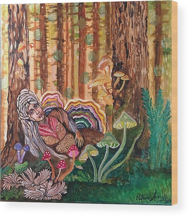 Acrylics Wood Print featuring the painting A forest dream by Patricia Arroyo