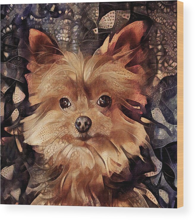 Yorkie Dog Wood Print featuring the digital art A Yorkie Named Pepper by Peggy Collins