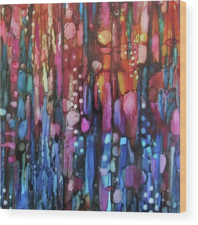 Alcoholl Ink Wood Print featuring the painting Abstract 6-8-22 by Jean Batzell Fitzgerald