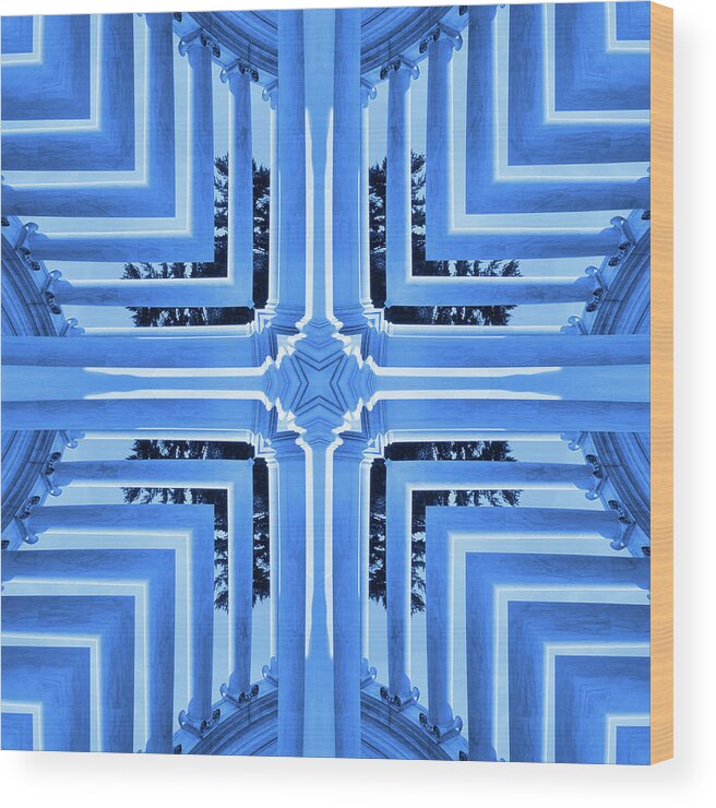 Pillars Wood Print featuring the photograph Abstract Columns 23 in Blue by Mike McGlothlen