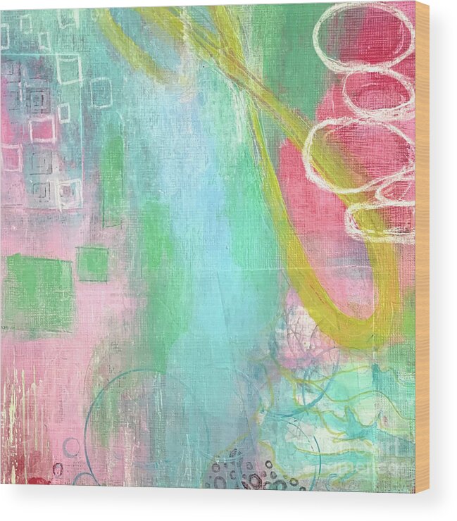 Abstract Wood Print featuring the painting Abstract Pastel 3 by Cheryl Rhodes