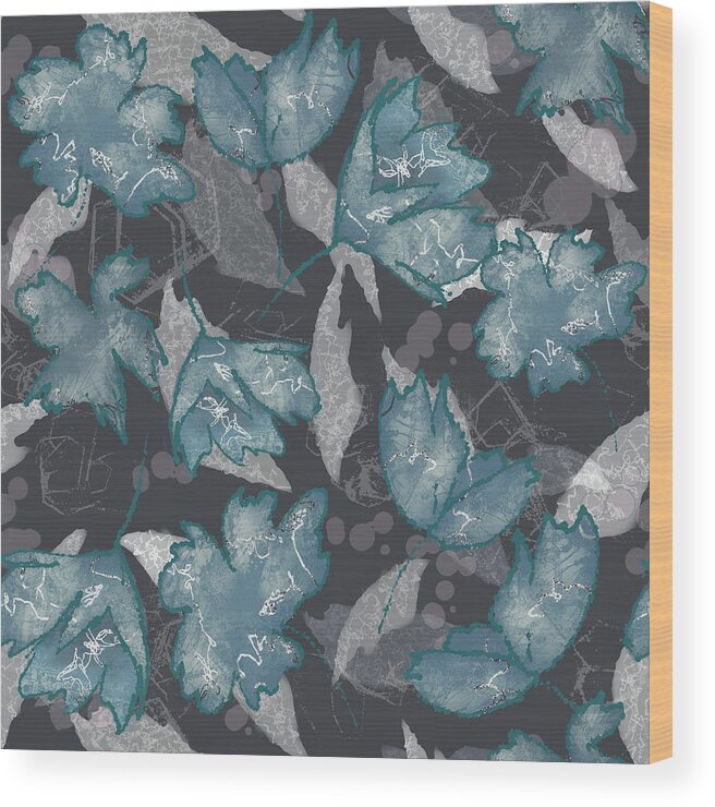Gray Wood Print featuring the digital art Abstract Scribble Floral by Sand And Chi