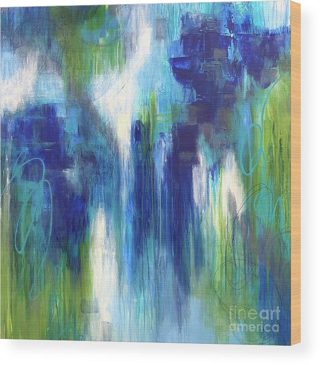 Abstract Wood Print featuring the painting After the Rain by Cheryl Rhodes