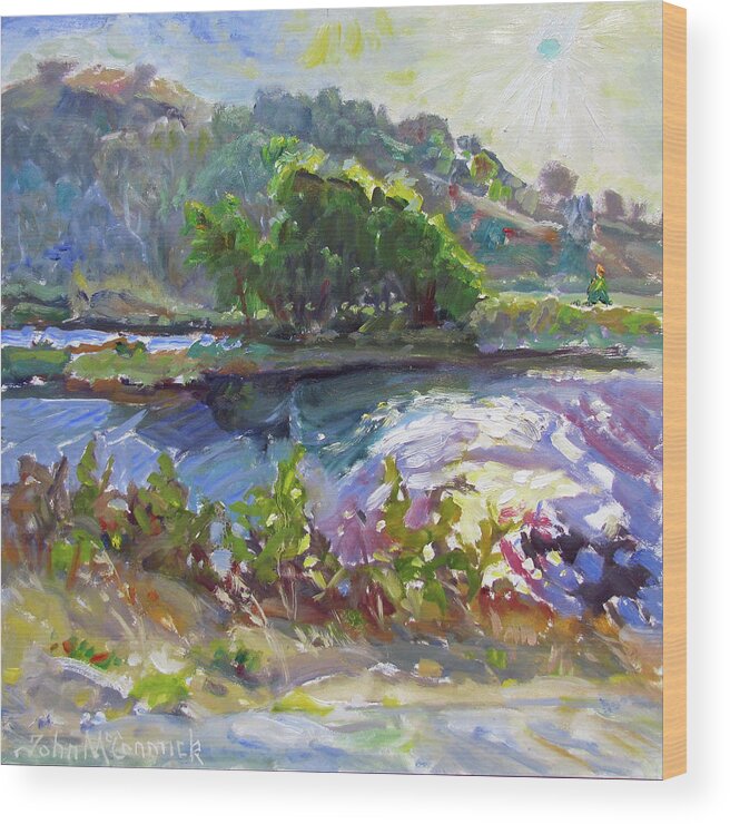 Jenner Wood Print featuring the painting Afternoon Light, Russian River by John McCormick