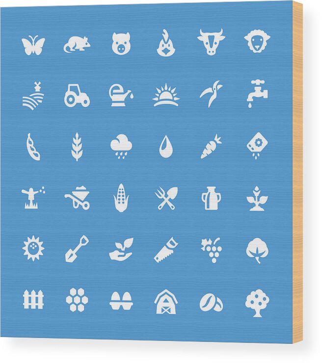 Pig Wood Print featuring the drawing Agriculture and Farm vector icons set by Lushik