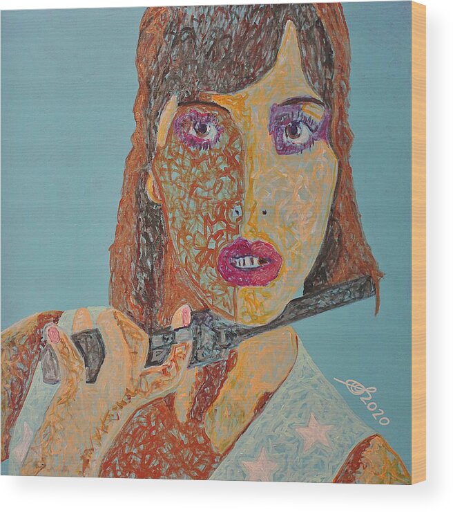 Aldous Harding Wood Print featuring the painting Aldous Harding original painting by Sol Luckman