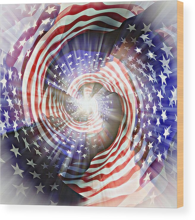 Sun Wood Print featuring the digital art America's Spiral by David Manlove