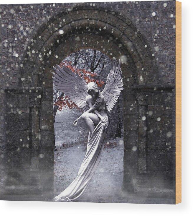 Angel Wood Print featuring the photograph Angel in the Garden by Andrea Kollo