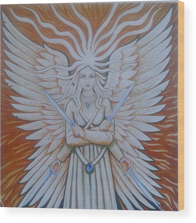 Angel Wood Print featuring the painting Angel Sword, Angel Word by James RODERICK