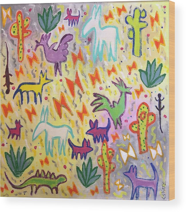 Animals Wood Print featuring the painting Animalitos by Cyndie Katz