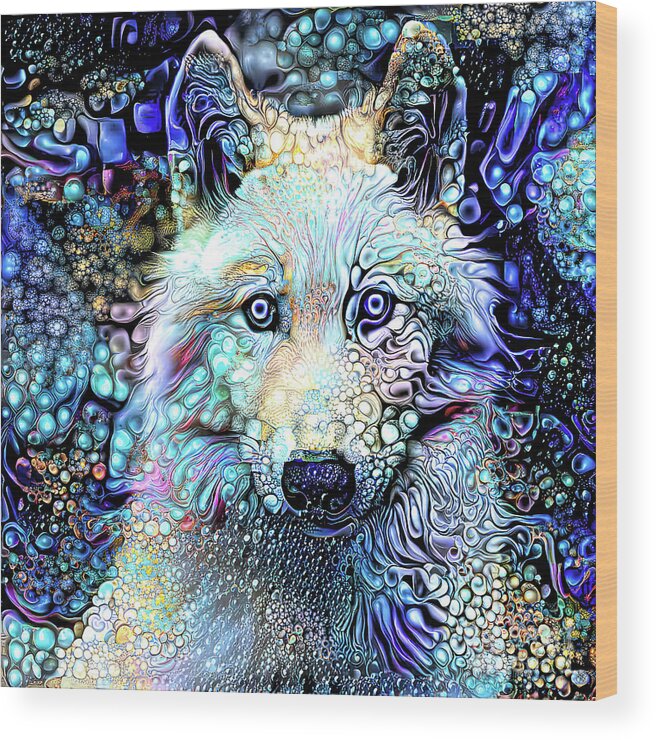 Arctic Wolf Wood Print featuring the digital art Arctic Wolf by Elisabeth Lucas