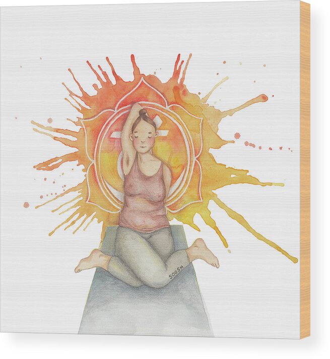 Soosh Wood Print featuring the drawing Asana by Soosh