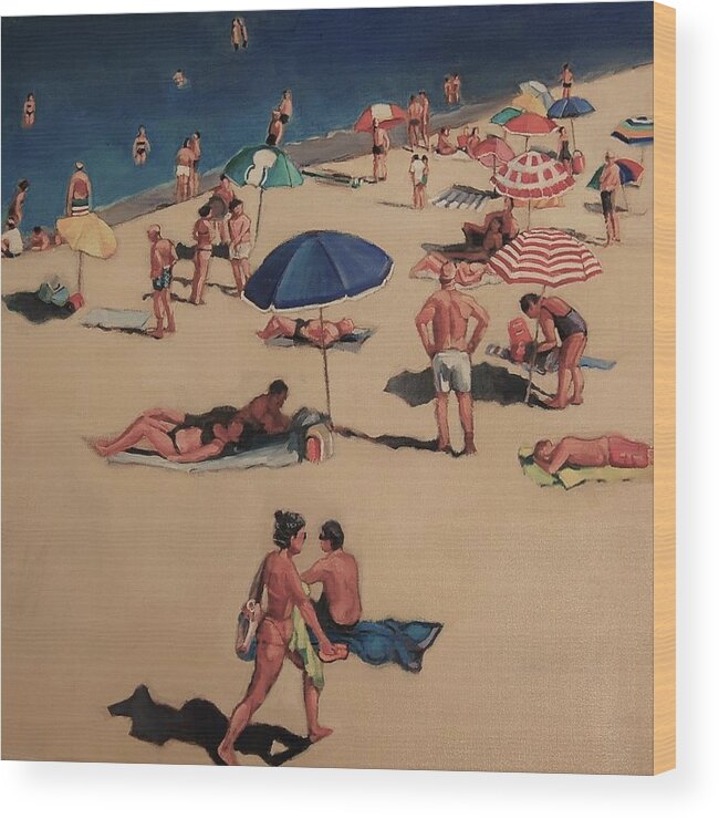 Beach Wood Print featuring the painting Walking on Sunshine by Jean Cormier