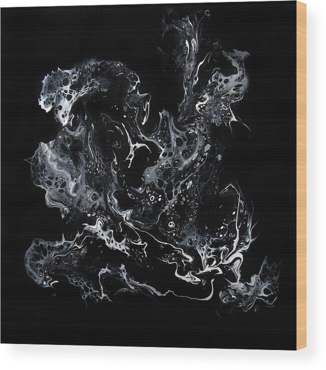 Black And White Wood Print featuring the painting Ataraxia by Michele Cornelius