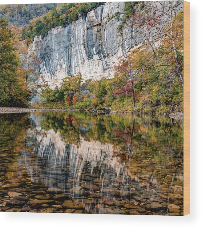Roark Bluff Wood Print featuring the photograph Autumn In The Valley - Roark Bluff Reflections by Gregory Ballos
