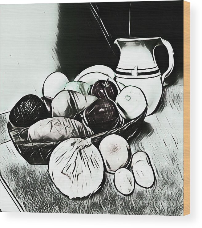 B And W Still Life Study Wood Print featuring the digital art B and W Still Life Study by Karen Francis