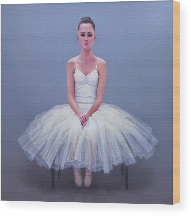 Realism Wood Print featuring the painting Ballerina by Zusheng Yu