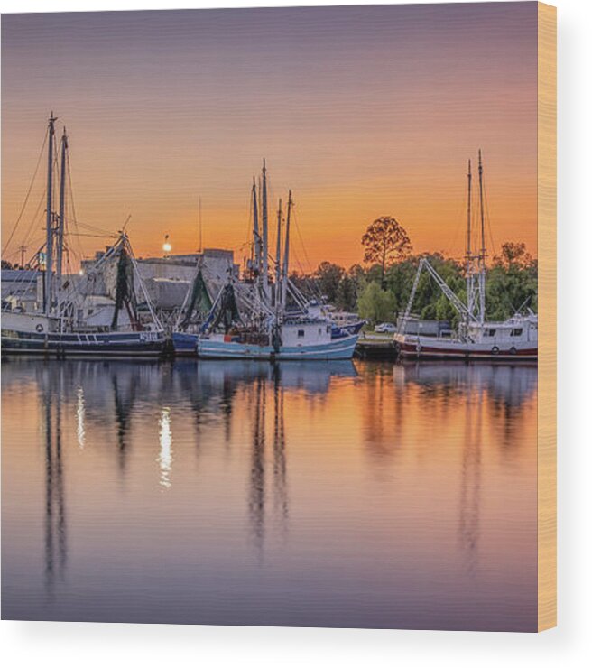 Sunset Wood Print featuring the photograph Bayou Sunset Panorama, 9/7/20 by Brad Boland