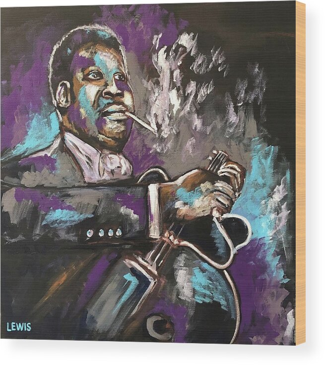 Bb King Wood Print featuring the painting BB King by Ellen Lewis