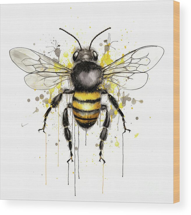 Bumble Bee Wood Print featuring the painting Beautiful Bumble Bee by Tina LeCour