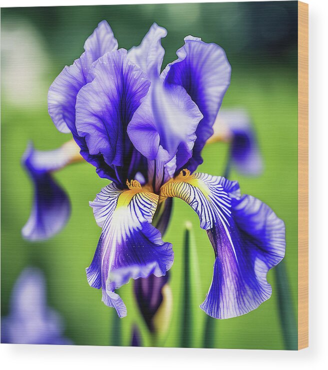 Iris Wood Print featuring the digital art Beautiful Iris Bloom by Ray Shrewsberry