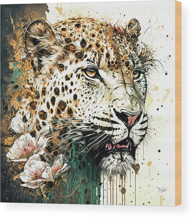Leopard Wood Print featuring the painting Beautiful Leopard by Tina LeCour
