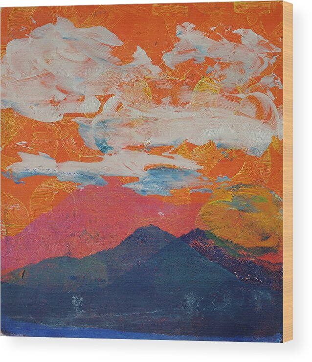 Sunset Wood Print featuring the painting Behind the Setting Sun by Ruth Kamenev