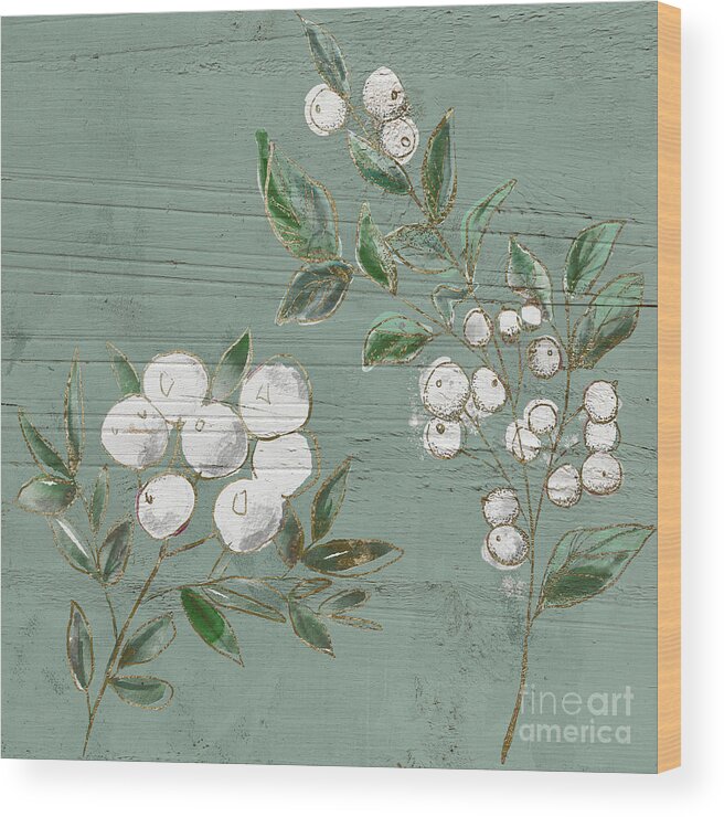 White Berries Wood Print featuring the painting Berrywood by Mindy Sommers