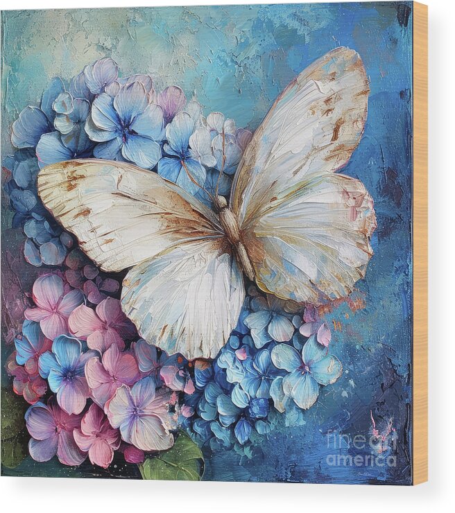 Butterfly Wood Print featuring the painting Big White Butterfly by Tina LeCour