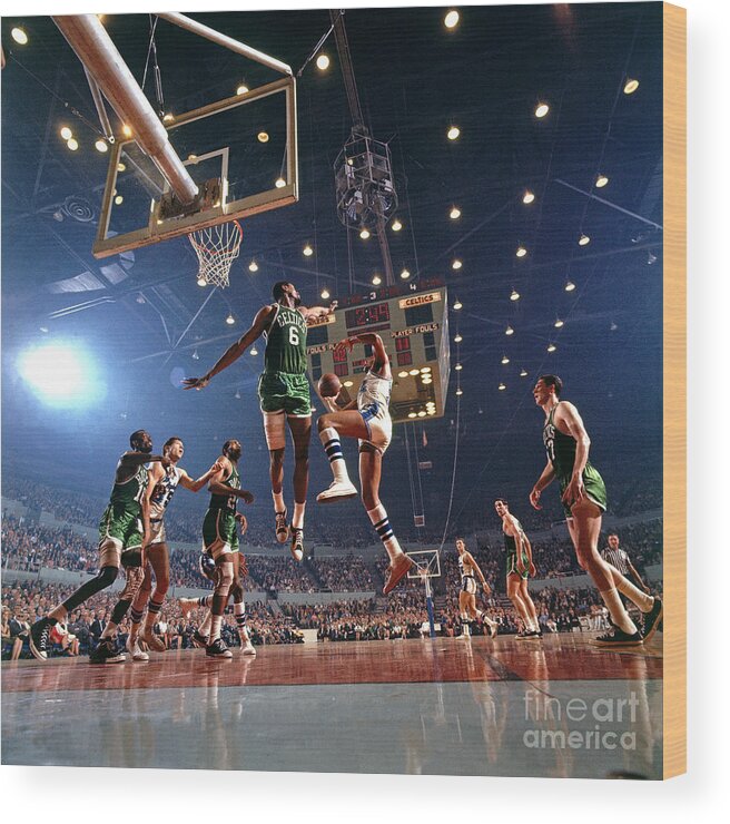 Nba Pro Basketball Wood Print featuring the photograph Bill Russell by Walter Iooss Jr.