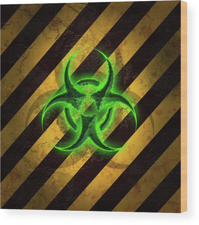 Biohazard Wood Print featuring the photograph Biohazard Green by Liquid Eye