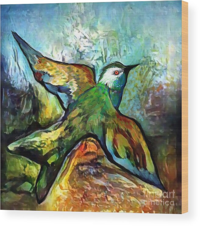 American Art Wood Print featuring the digital art Bird Flying Solo 010 by Stacey Mayer