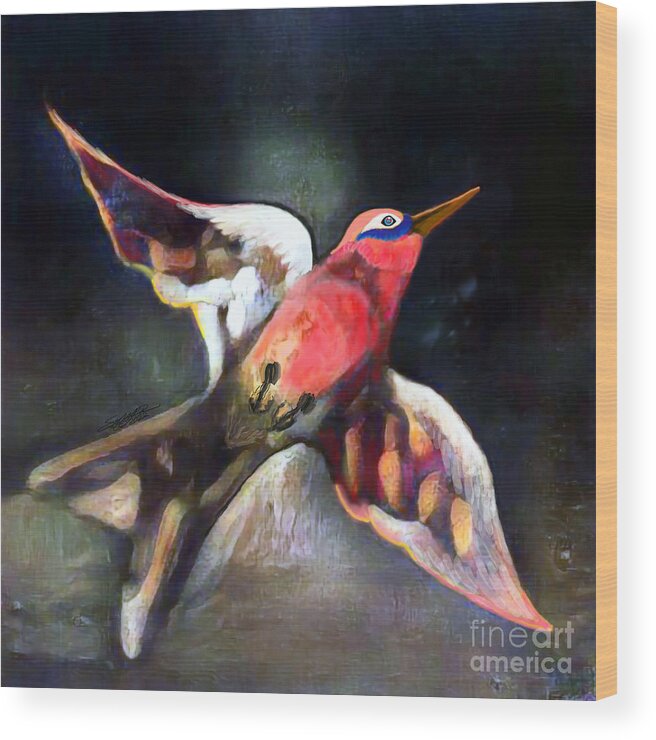 American Art Wood Print featuring the digital art Bird Flying Solo 0130 by Stacey Mayer