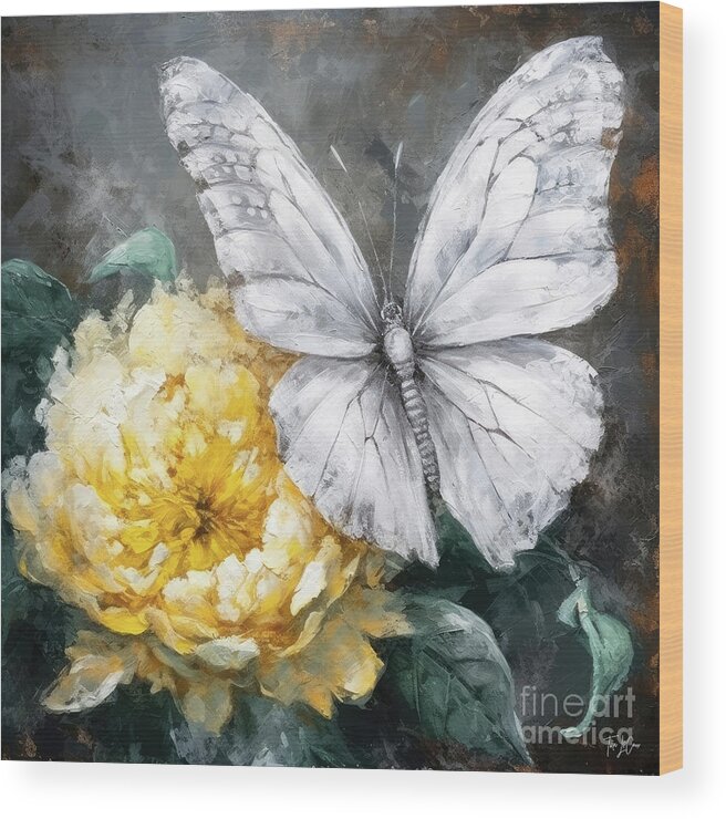 Butterfly Wood Print featuring the painting Blissful Butterfly by Tina LeCour