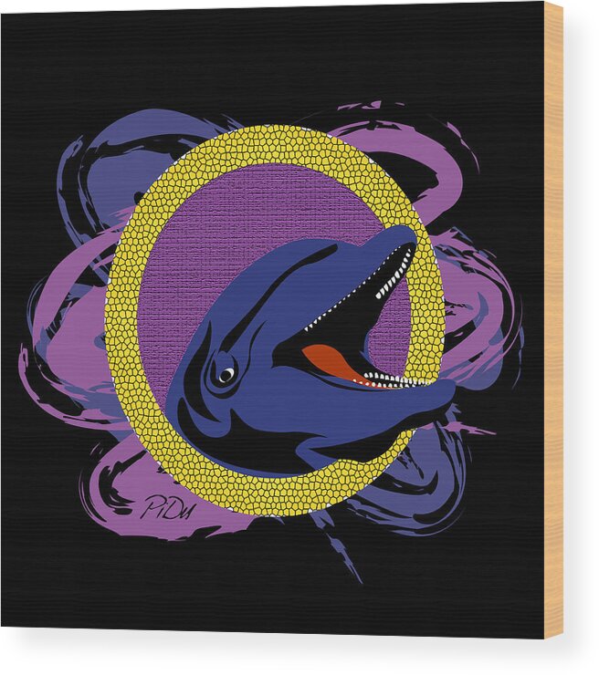 Blue Wood Print featuring the digital art Blue Dolphin by Piotr Dulski