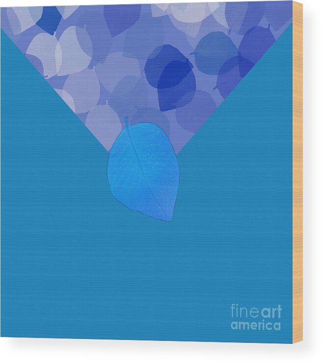 Blue Wood Print featuring the digital art Blue Leaf Collage Design for Bags by Delynn Addams