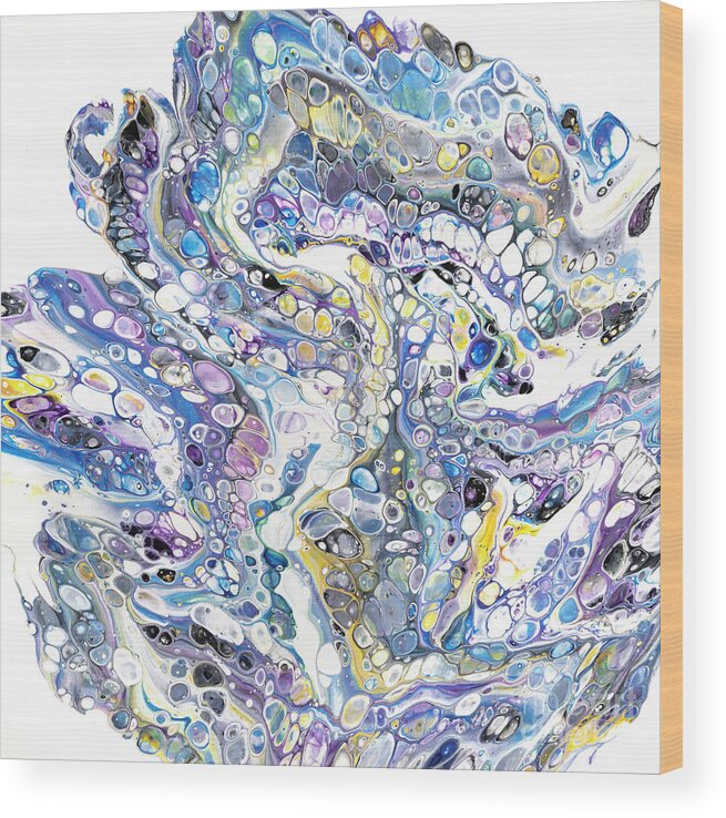 Fluid Acrylic Pour Painting Wood Print featuring the painting Blue Tangle by Jane Crabtree