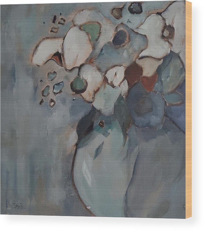 Floral Art Wood Print featuring the painting Blue Valentine by Sheila Romard