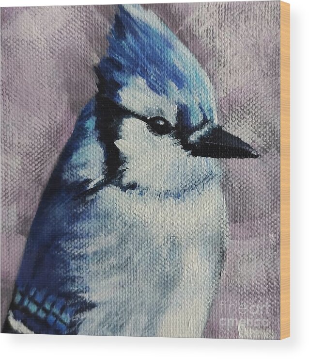 Bluejay Wood Print featuring the painting Bluejay by Lisa Dionne