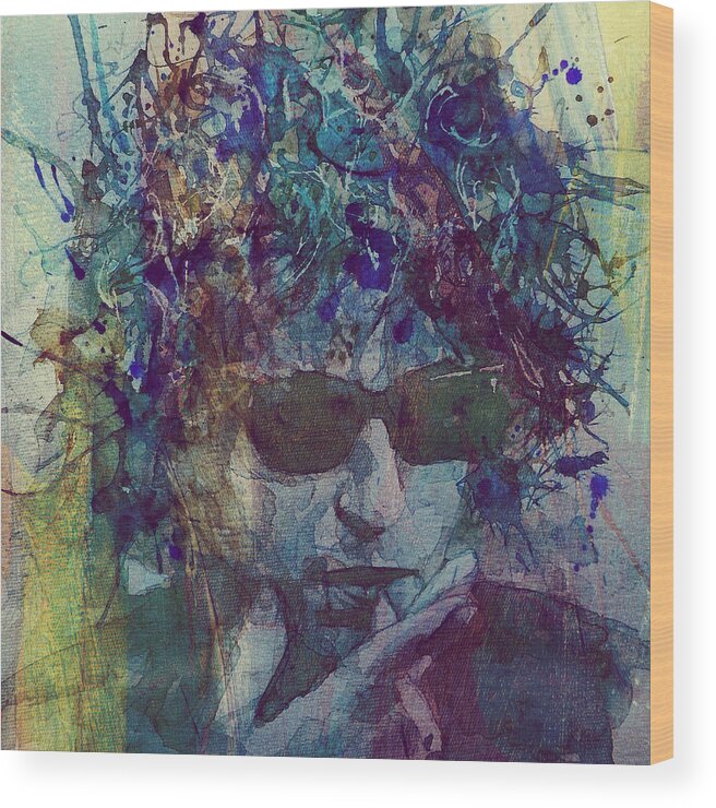 Bob Dylan Wood Print featuring the painting Bob Dylan @21 New Series by Paul Lovering