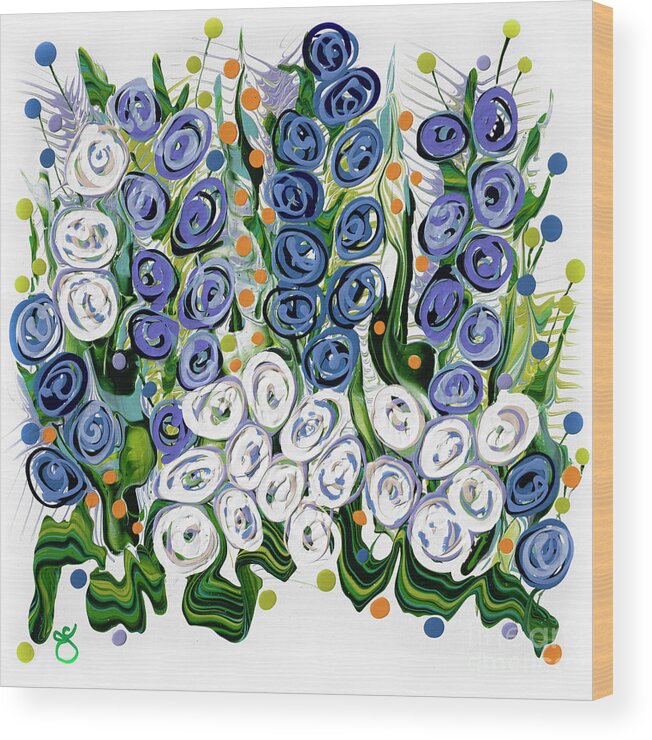 Floral Painting Wood Print featuring the painting Bonnie Blue Bells by Jane Crabtree