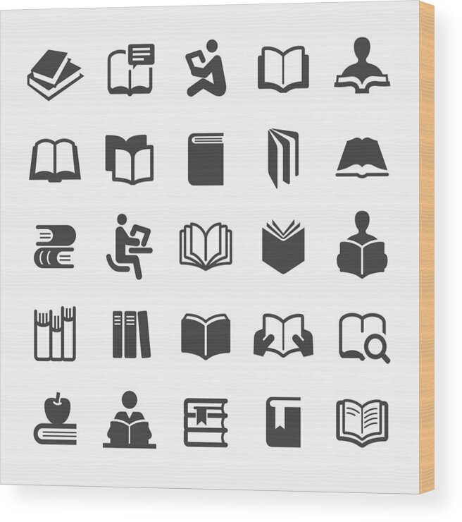 Expertise Wood Print featuring the drawing Books Icons Set - Smart Series by -victor-