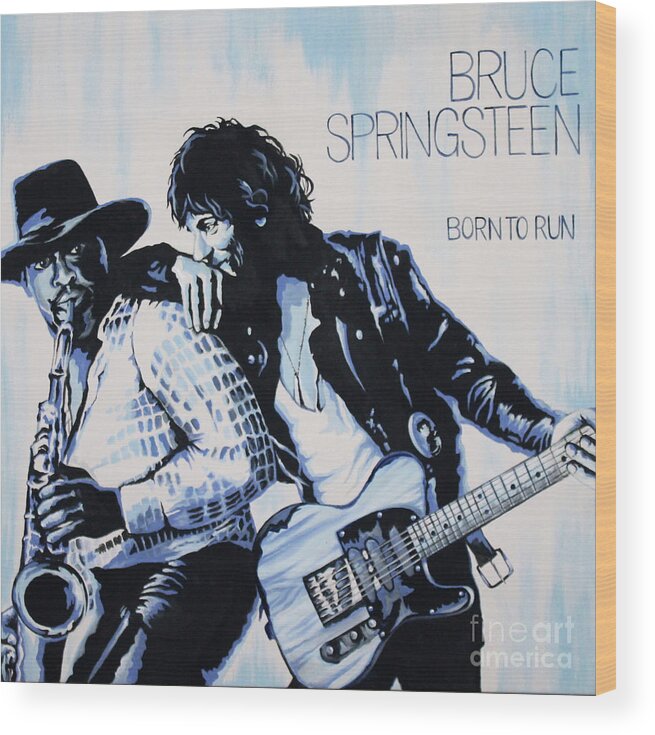 Bruce Springsteen Wood Print featuring the painting Born to Run Bruce Springsteen by Amy Belonio