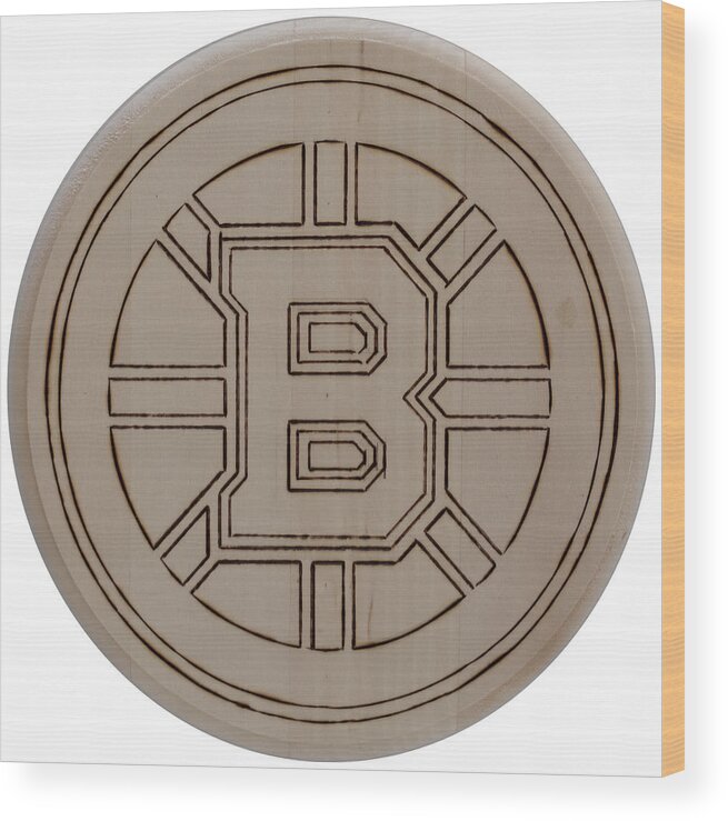 Pyrography Wood Print featuring the pyrography Boston Bruins est 1924 - Original Six by Sean Connolly