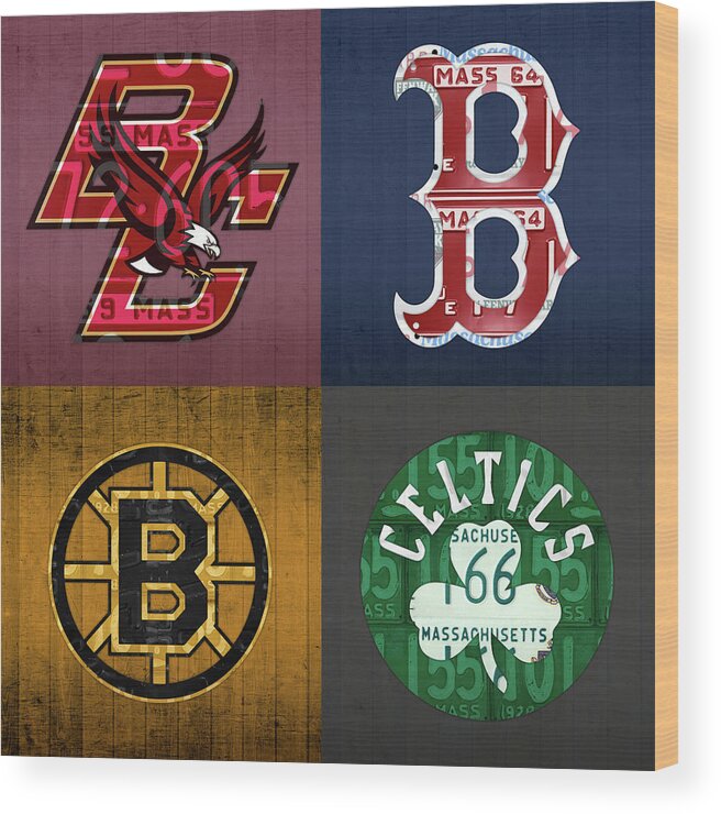 Boston Sports License Plate Art Collage BC Red Sox Bruins and Celtics  Ornament