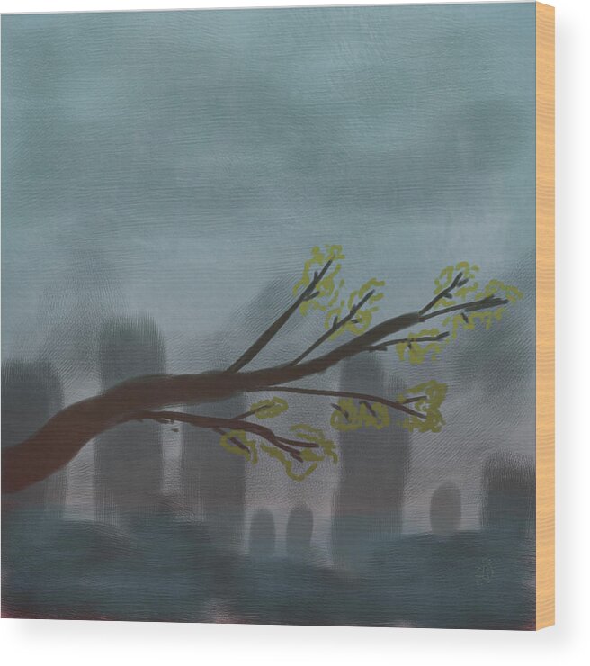 Branch And City Wood Print featuring the digital art Branch and city #j8 by Leif Sohlman