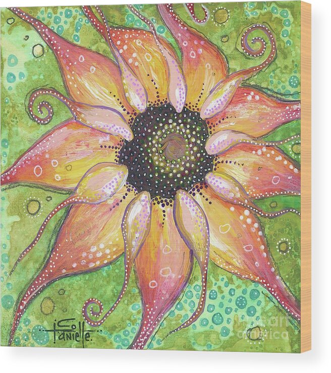 Sunflower Painting Wood Print featuring the painting Breathe In the New You by Tanielle Childers
