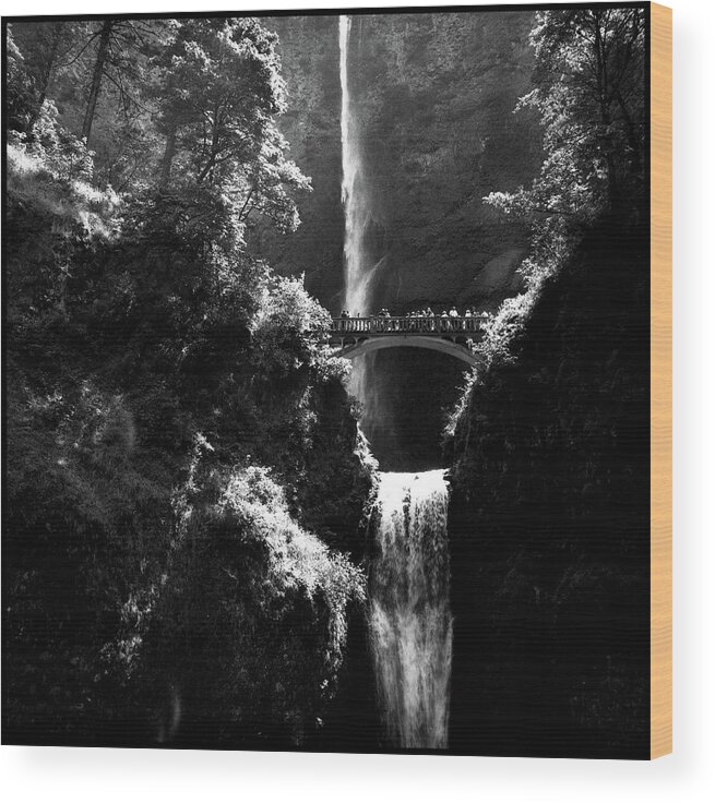 Landscape Wood Print featuring the photograph Bridge over the fall by WonderlustPictures By Tommaso Boddi