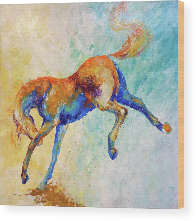 Horse Wood Print featuring the painting Bronco by Dina Dargo