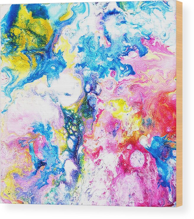 Abstract Wood Print featuring the painting Bubbles by Christine Bolden